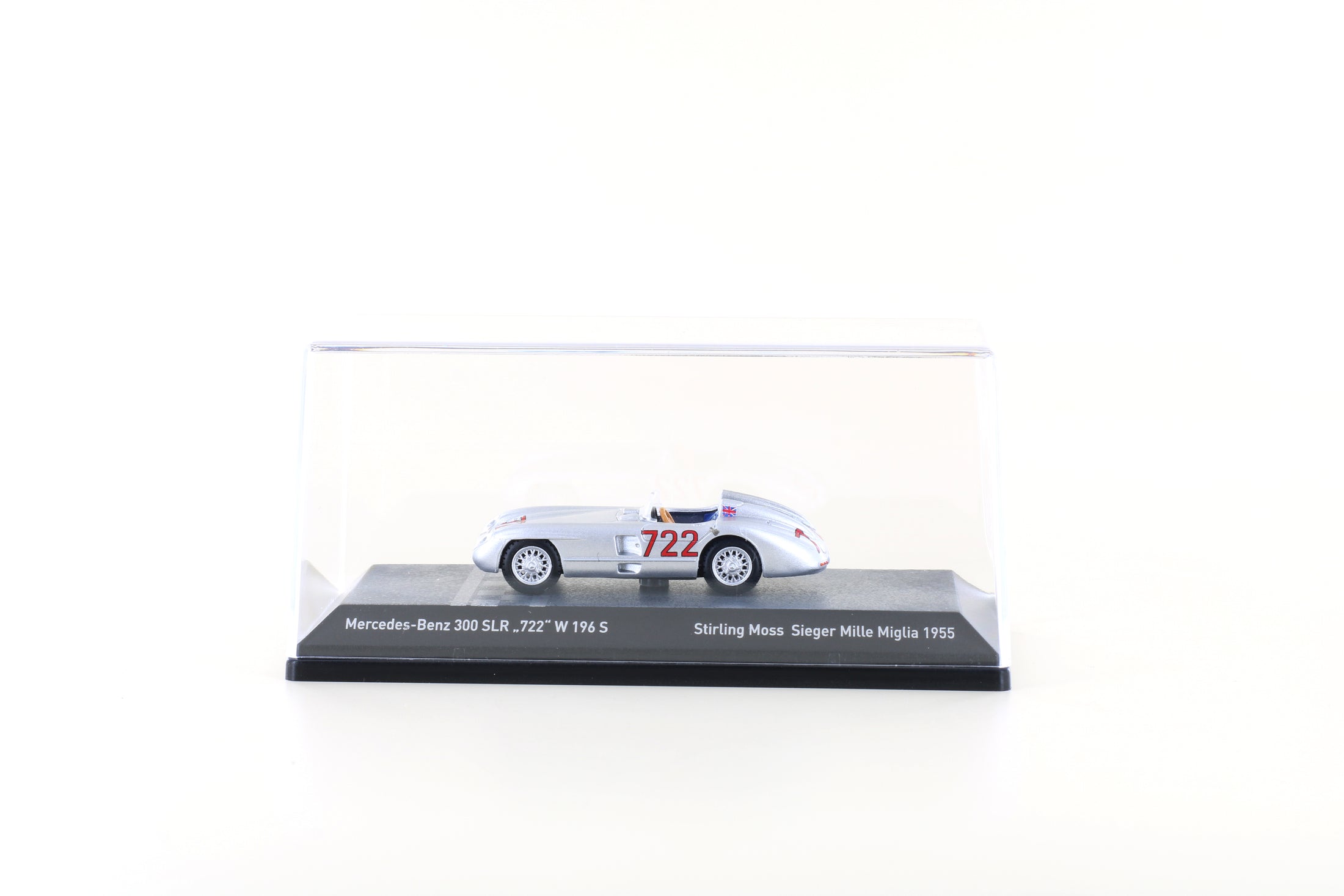 Mercedes Benz 300 SLR Roadster, n°722 argent, 2 béquilles, échelle 1/87